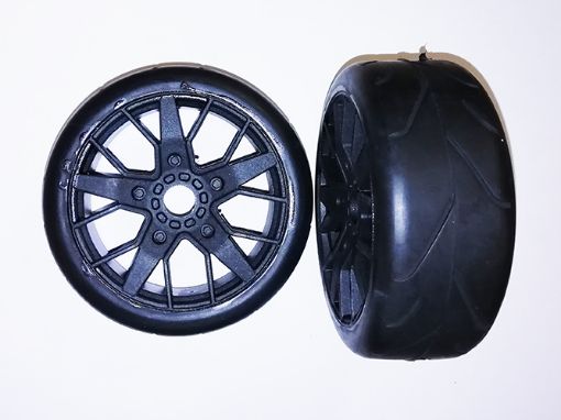 Immagine di 1/8 ON ROAD 15 SPOKE TIRE SET BLACK 2PZ